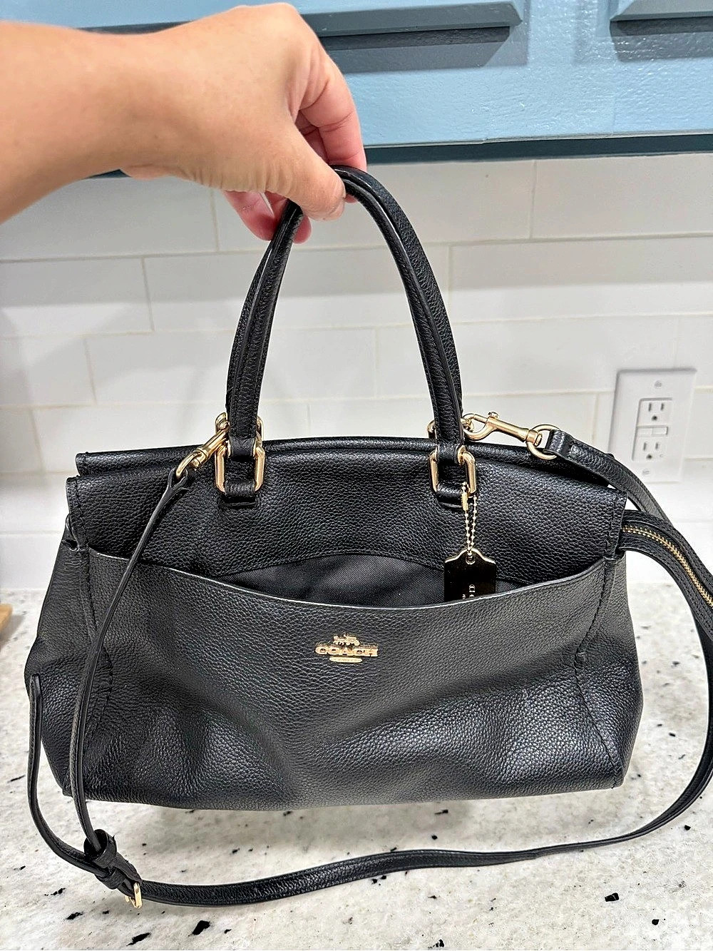 Coach Edie Shoulder Bag 31 Black Satchel with Wallet
